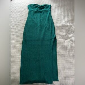 Emerald green strapless dress